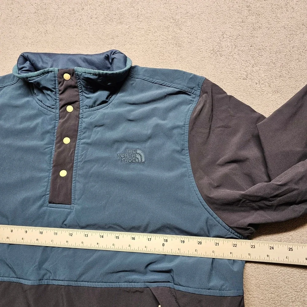 The North Face 1/4 Snap Pullover Jacket Mens L Blue Gray Lightweight Long Sleeve
